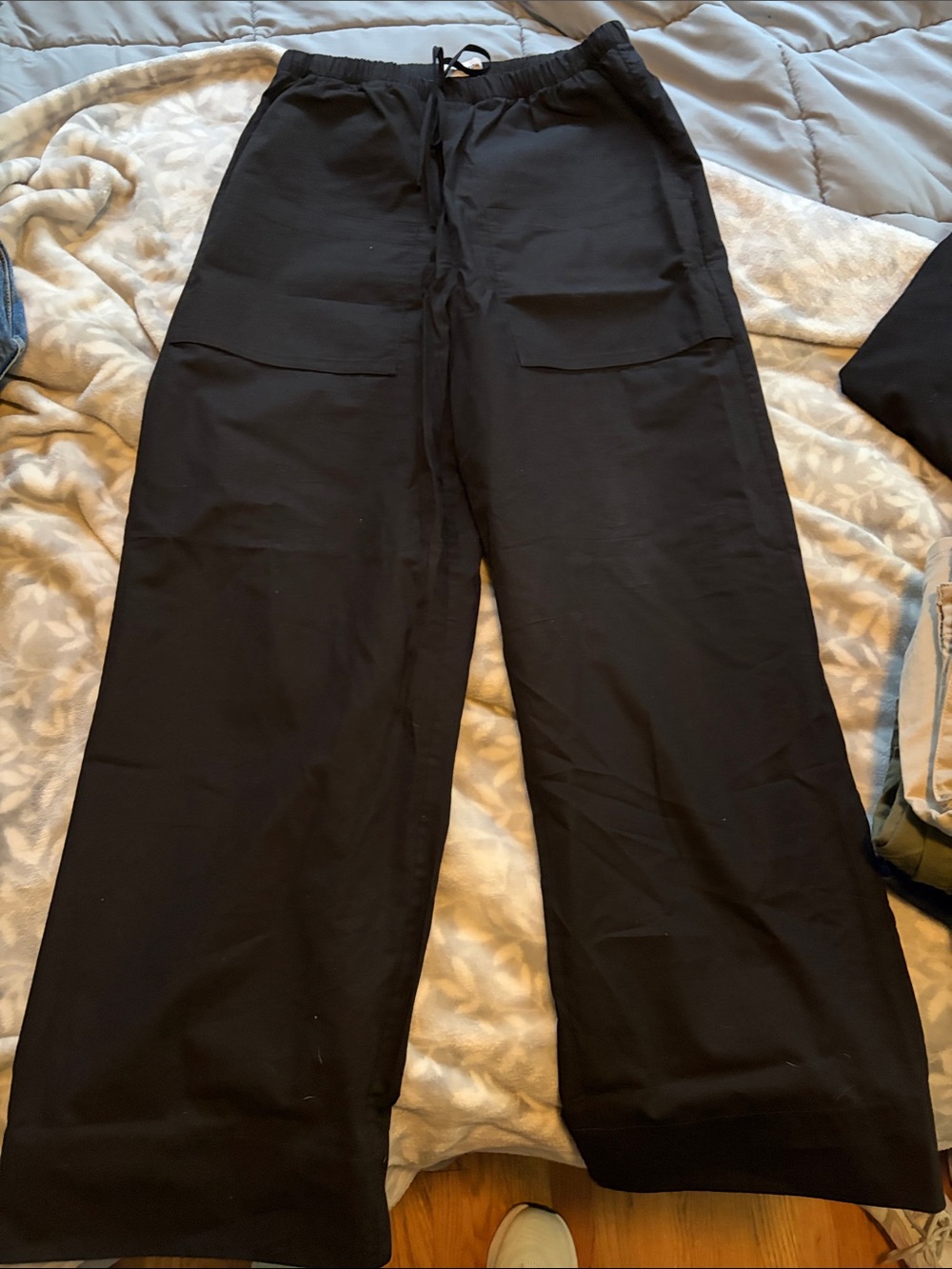 Babaton Black Drawstring Wide-Leg Pants